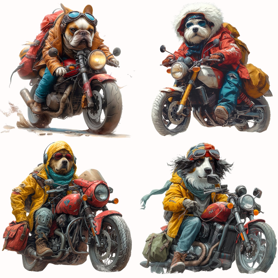 Funny Biker Dog Clip Art, Quirky Rider Illustration PNG, Comic Hound on ...