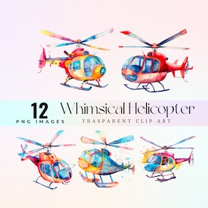 Skurrile Hubschrauber Clip Art, Aquarell spielerische Hubschrauber Illustration PNG, Cartoon Hubschrauber Fantasie Grafik Kunst, launisches Rotor Handwerk