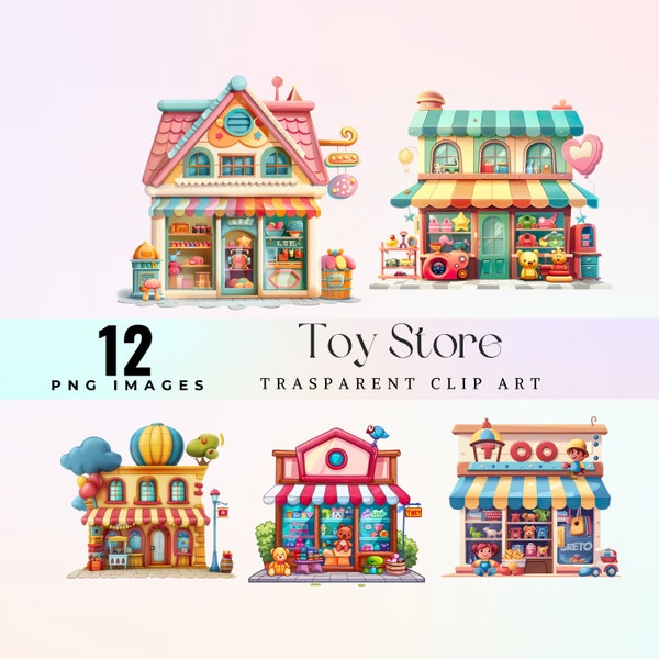 Cute Toy store clip art, watercolor sweet children shop illustration png, cartoon pastel kids toy world graphic art, adorable toy land art