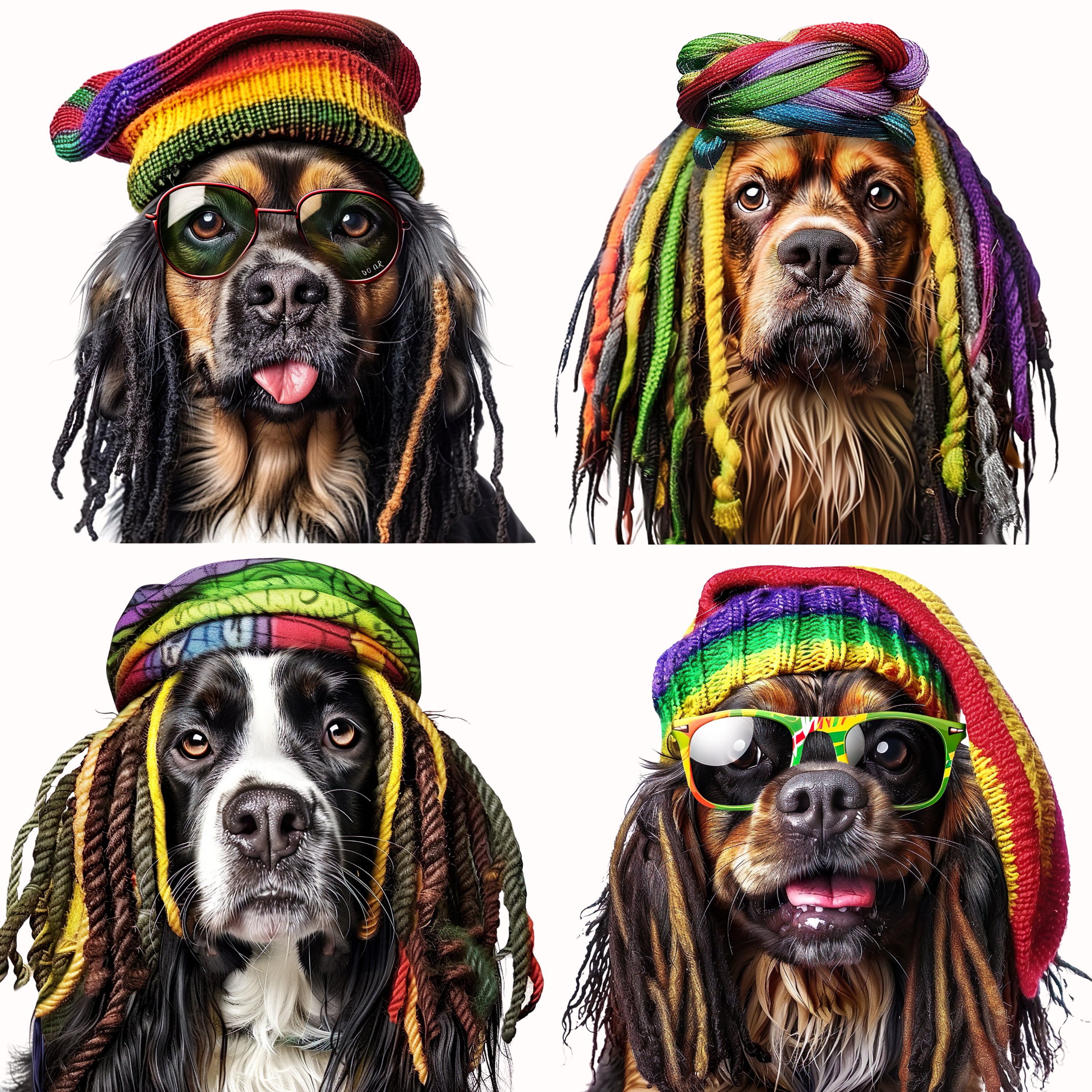 Watercolor Rasta Dog Clip Art: Jamaican Reggae Pet PNG (digital ...