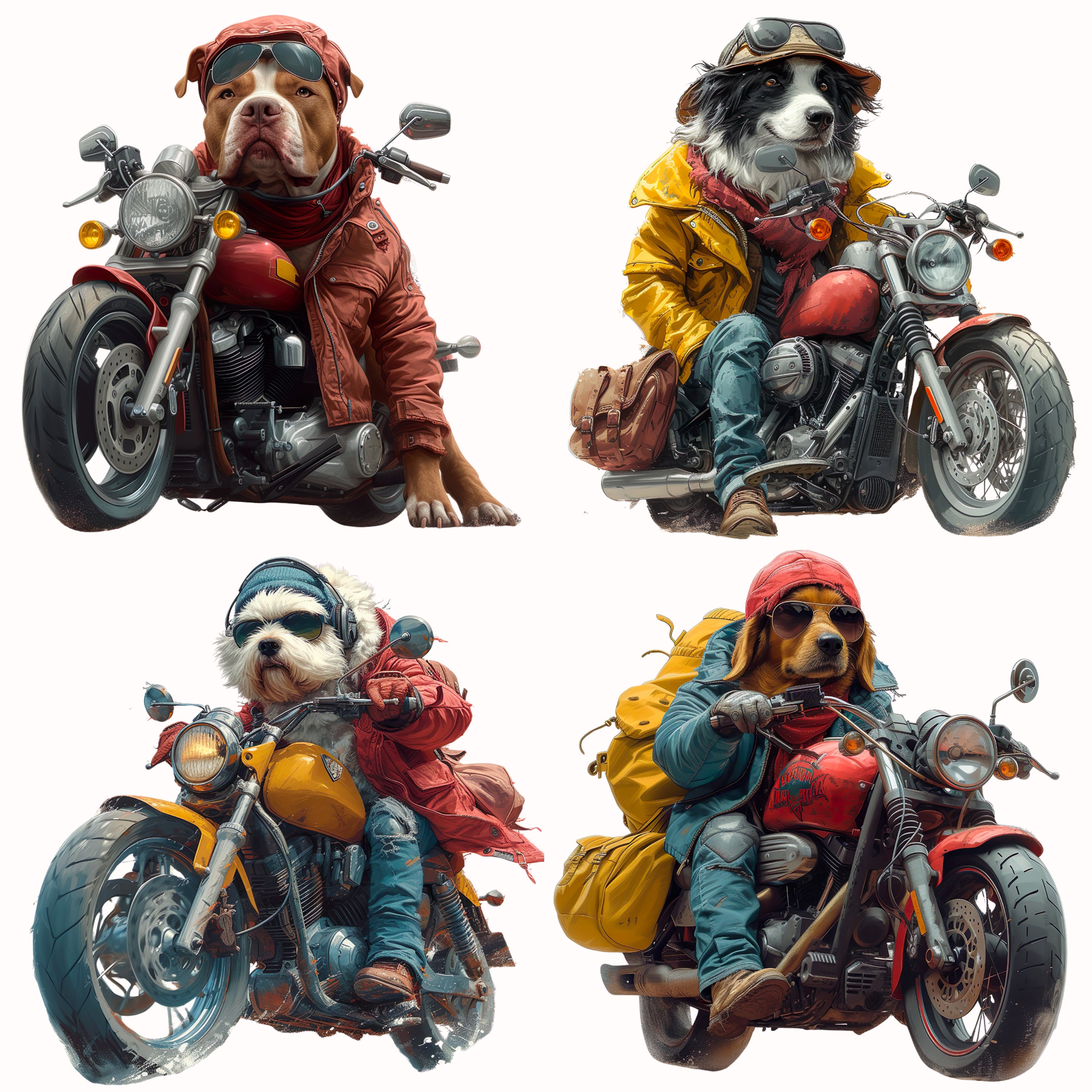 Funny Biker Dog Clip Art, Quirky Rider Illustration PNG, Comic Hound on ...