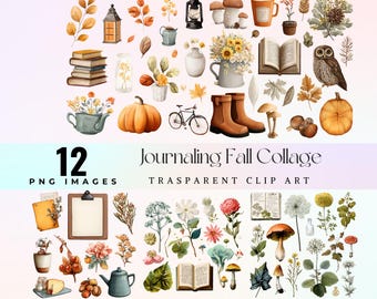 Vintage Fall Flowers Clipart Bundle, Floral Cozy Elements for Junk Journal, Craft Projects
