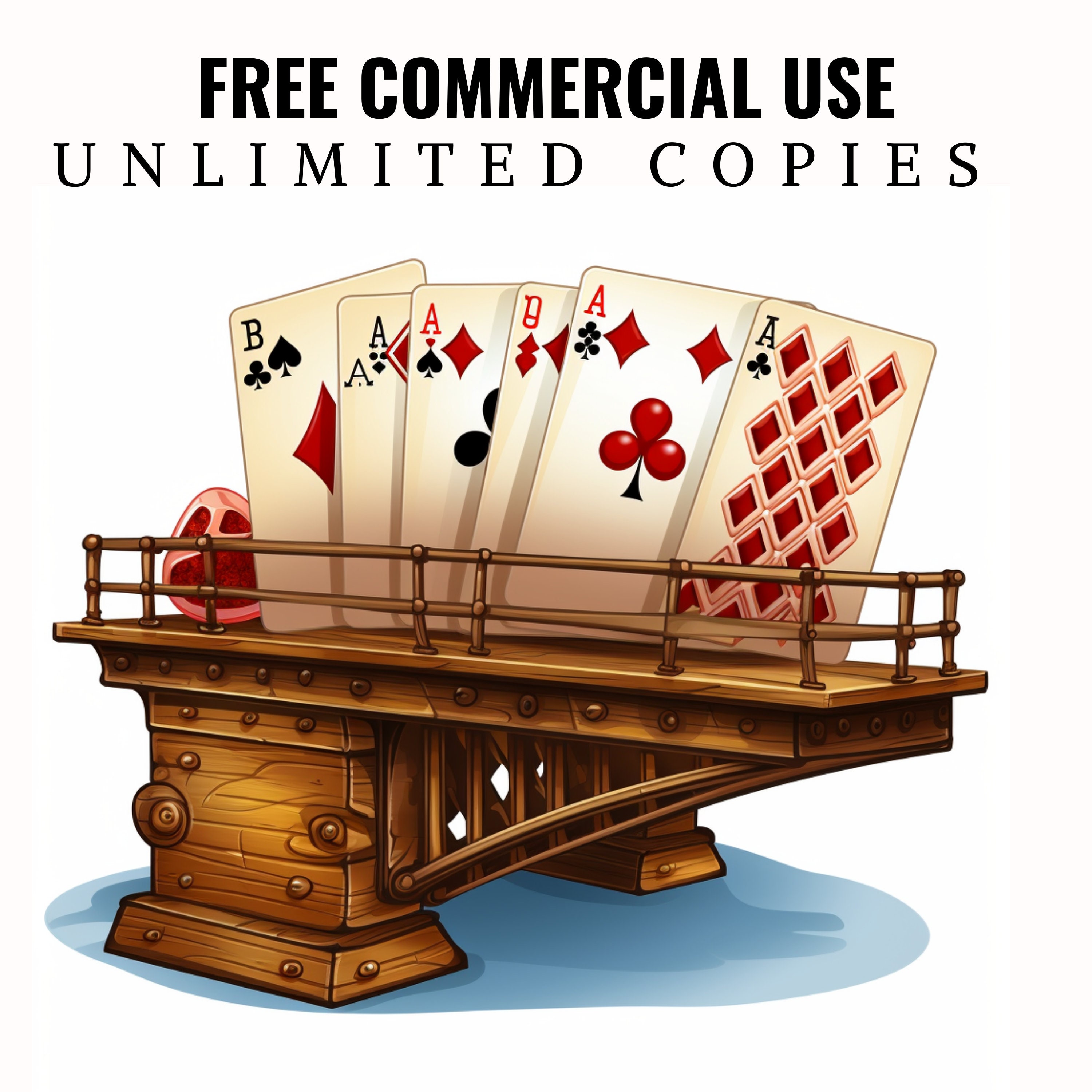 Witty Bridge Card Game Clip Art, Watercolor Funny Bridge Cards Game