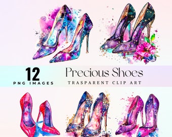 Watercolor High Heels Clipart: Glamorous Shoe Illustration (PNG)