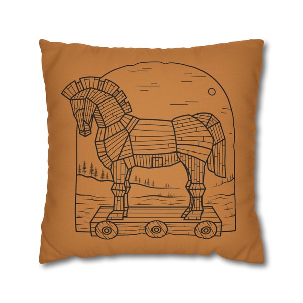 Trojan Horse Spun Polyester Square Pillow Case
