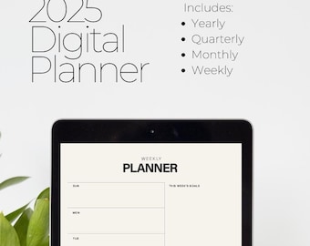 2025 digital planner + goals/habits tracker | for ipad + tablet (apps: goodnotes, notability)