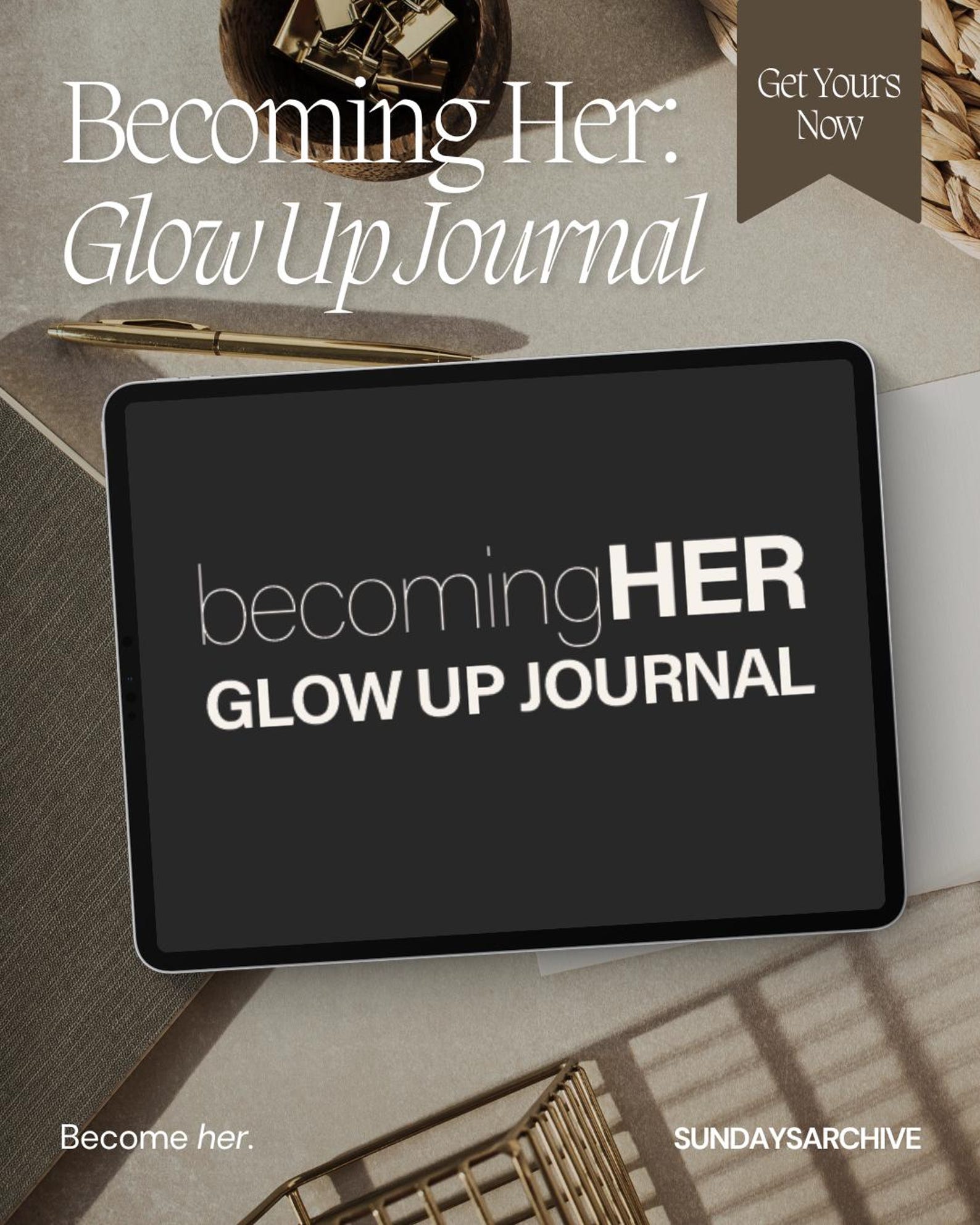 Becoming Her: Glow up Journal | Digital Guided Journal for Women | Soft ...