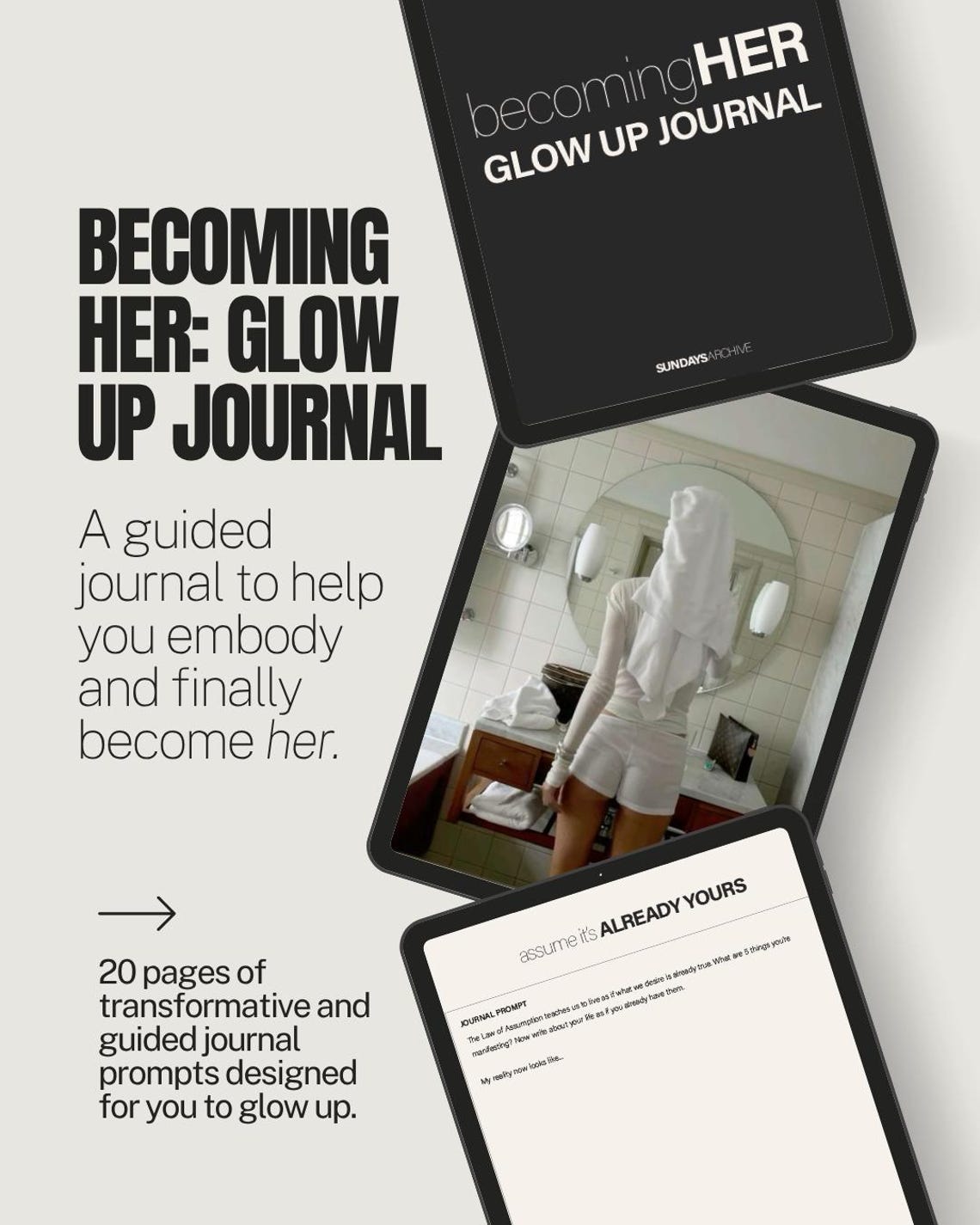 Becoming Her: Glow up Journal | Digital Guided Journal for Women | Soft ...