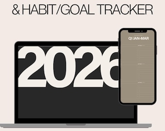 2026 Digital Planner + Goals/Habits tracker | For iPad + Tablet (Apps: Goodnotes, Notability)