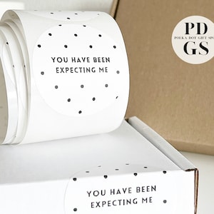 Pegatinas "Me estabas esperando", lunares blancos y negros, pegatinas con sello de caja