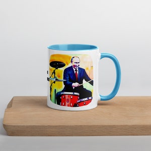 Divertida taza de Kim Jong Un y Vladimir Putin tocando instrumentos musicales como banda de rock/mango de color y taza interior, ¡La banda prohibida!