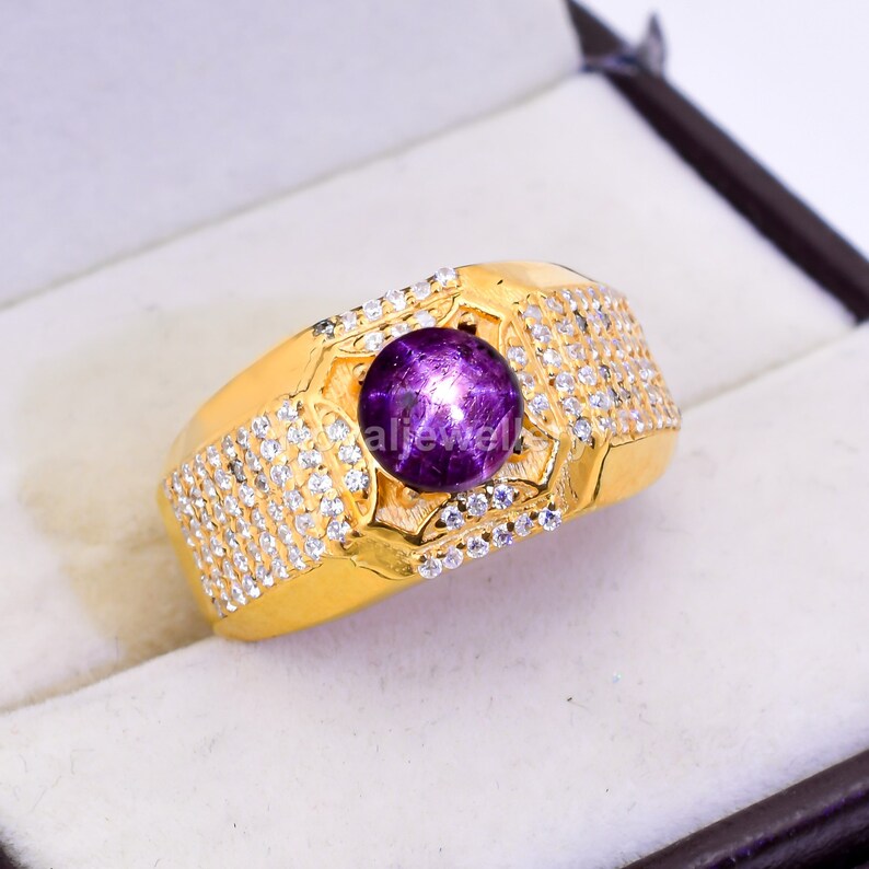 Natural Star Ruby Ring For Him 14k Gold Handmade Fashionable Ring AAA Quality Gemstone Gold Ring Engagement Wedding Ring Anniversary Ring image 2