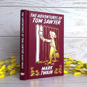 Mark Twain, The Adventures of Tom Sawyer, Wonderful Maroon, White,  and Gold Cover Design, Gift Edition Pocket Book, Gold Page Edges, New