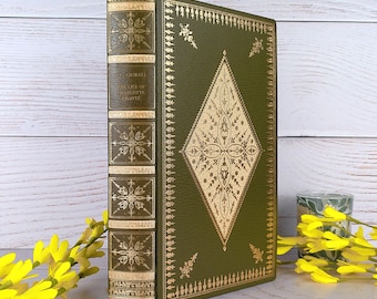 Mrs Gaskell, Life of Charlotte Bronte, 1970 Vintage Faux Green Leather and Gilt Hardcover Book, Clean, Well Preserved, Illustrated, Classic.