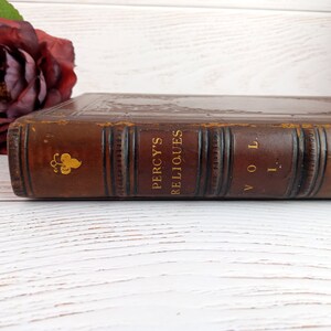 Percy's Reliques of Ancient English Poetry Ballads Songs by Thomas Percy in 1858 Victorian Antique Full Brown Leather Binding Eton College image 4