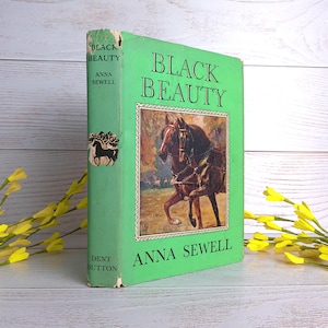 Anna Sewell, Black Beauty, 1954 Dent Edition, Original Vintage Hardcover Book in DJ, 8 Colour Lucy Kemp-Welch Plates, Very Clean Example