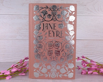 Jane Eyre, Charlotte Bronte, Pale Linen Foil Edition Book, Tinted Edges.