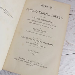 Percy's Reliques of Ancient English Poetry Ballads Songs by Thomas Percy in 1858 Victorian Antique Full Brown Leather Binding Eton College image 9