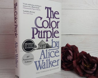 ASSINADO Alice Walker, A Cor Púrpura, Edição rara do Reino Unido, Livro do 40º aniversário, Capa dura com capa de pano roxa, Sobrecapa original, Como NOVO