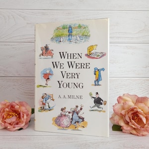 A. A. Milne When We Were Very Young Beautiful Vintage Colour Edition 1989 Blue Gilt Egmont Hardcover Dust Jacket Shepard Illus Mark Burgess