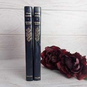 George Eliot, Silas Marner, Adam Bede, Two, Matching, Vintage, Collins Books, Excellent Preservation, 1969-1970, in Limp Blue Faux Leather