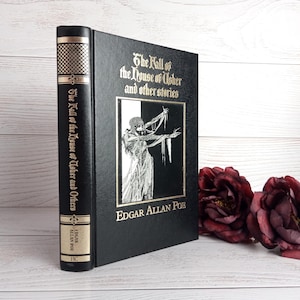 Edgar Allan Poe, Der Fall des Hauses Usher und andere Geschichten, ausgezeichnetes Vintage-Buch mit schwarzem Stoff und vergoldetem Buch von 1986, Harry Clarke illustriert