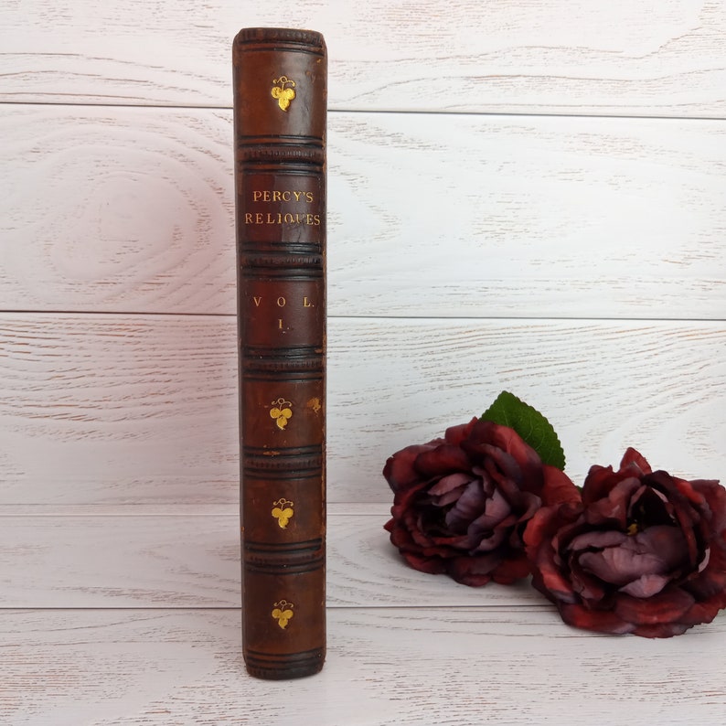 Percy's Reliques of Ancient English Poetry Ballads Songs by Thomas Percy in 1858 Victorian Antique Full Brown Leather Binding Eton College image 3