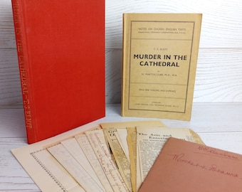 T. S. Eliot Murder in the Cathedral 1952 EINZIGARTIG mit Originalbündel zeitgenössischer Notizen und Zeitungsausschnitte aus den 1950er Jahren, Faber Hardcover Ed