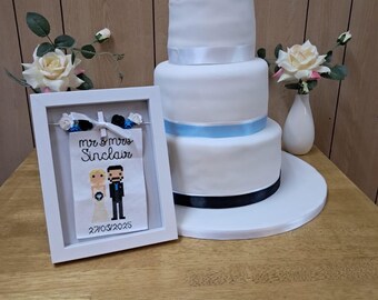 personalised cross stitch wedding portraits