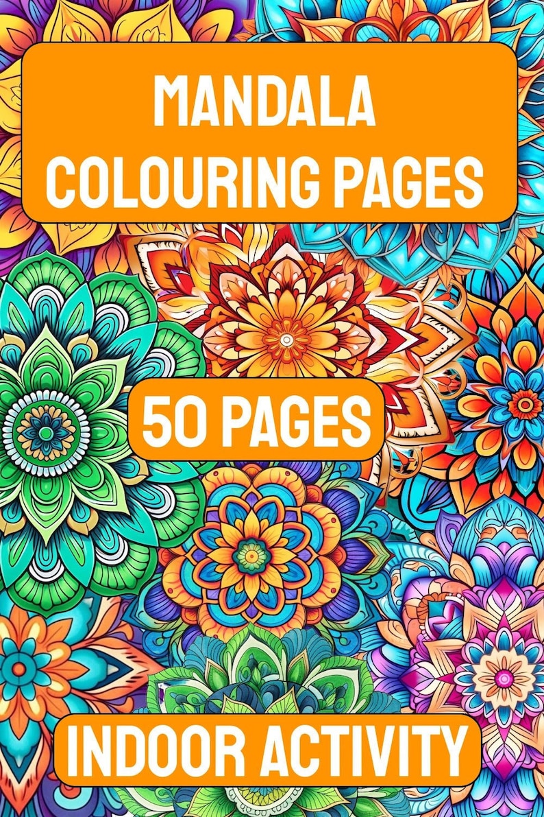 50 Printable Mandala Coloring Pages, Adults Kids, Mandala Coloring