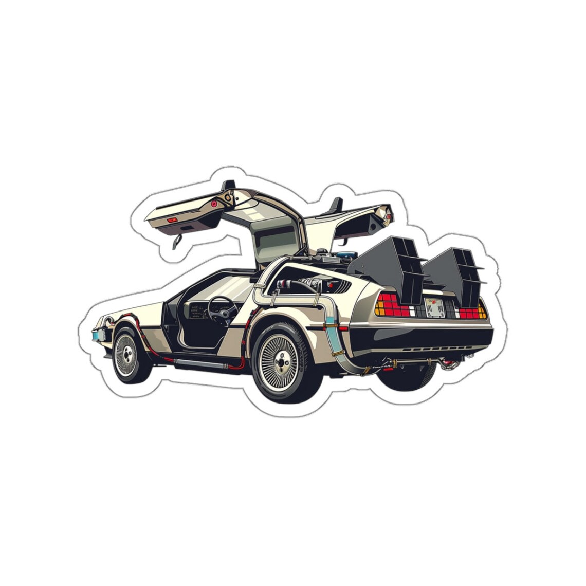 Delear Rear Sticker Back to the Future Delorean Sticker Classic Movie Car Side View Decal ...