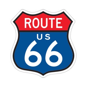 Route 66 Sticker: Vintage Road Sign, Classic Americana Decal