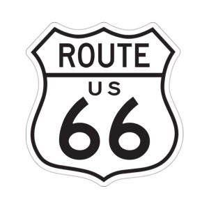Route 66 Sticker - Vintage Road Sign Decal, Classic American Highway, Travel-Themed Kiss-Cut Sticker