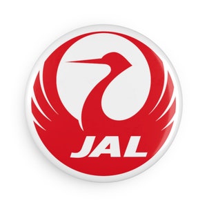 Japan Airlines Button Magnet, Round retro