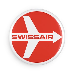 Swissair Button Magnet, Round retro