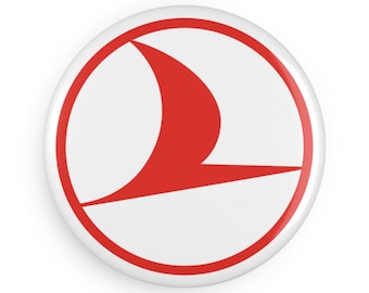 Turkse luchtvaartmaatschappij luchtvaart button magneet, rond retro