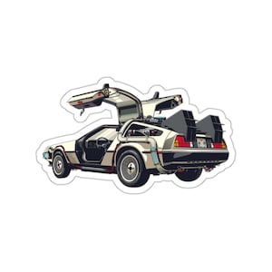 Back to the Future DeLorean Sticker - Classic Movie Car Side View Decal