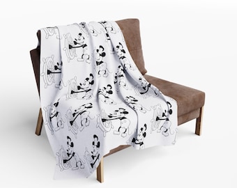 Steamboat Willie Fleece Throw Blanket, Classic Cartoon, Room Decor, Kids, Mom, Bedding