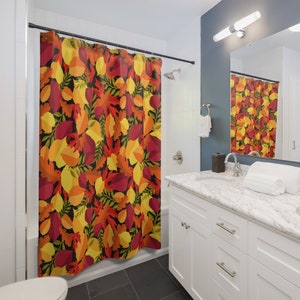 Autumn Leaves Shower Curtains Fall Shower Curtain Kids Bathroom Decor Home Warming Gift
