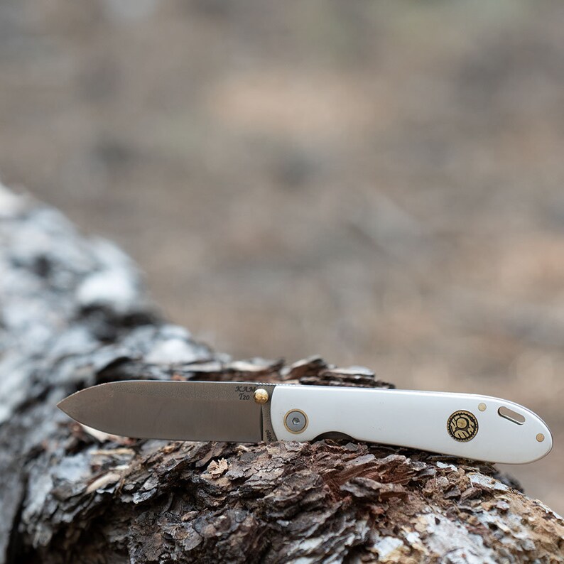 Folding Camp Knife With Liner Lock Antibacterial White Etsy
