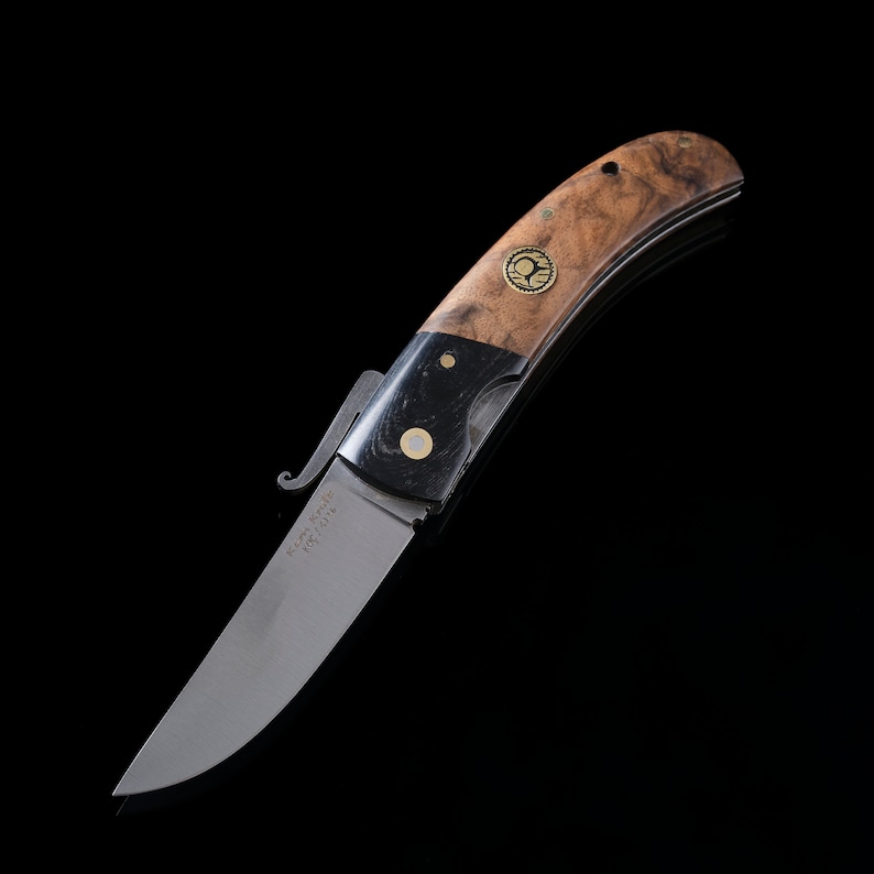Traditional Design Folding Pocket Knife Root Walnut Wooden Etsy