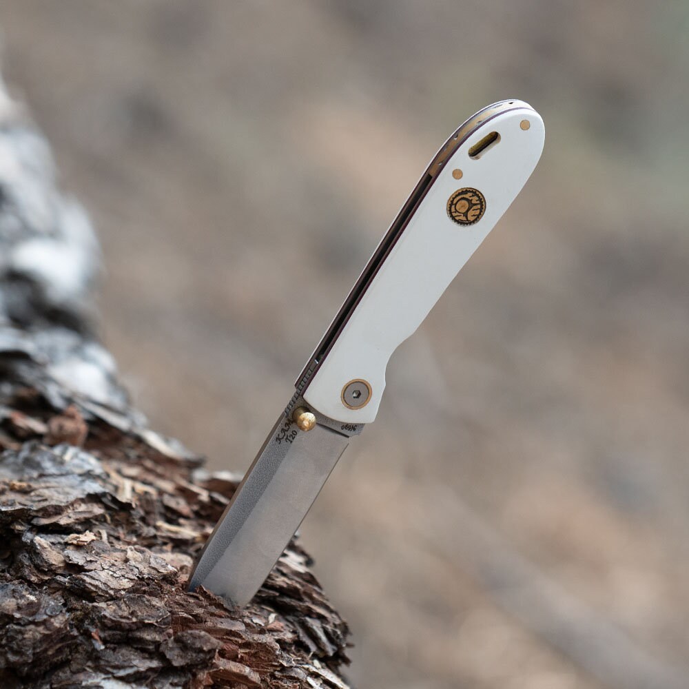 Folding Camp Knife With Liner Lock Antibacterial White Etsy
