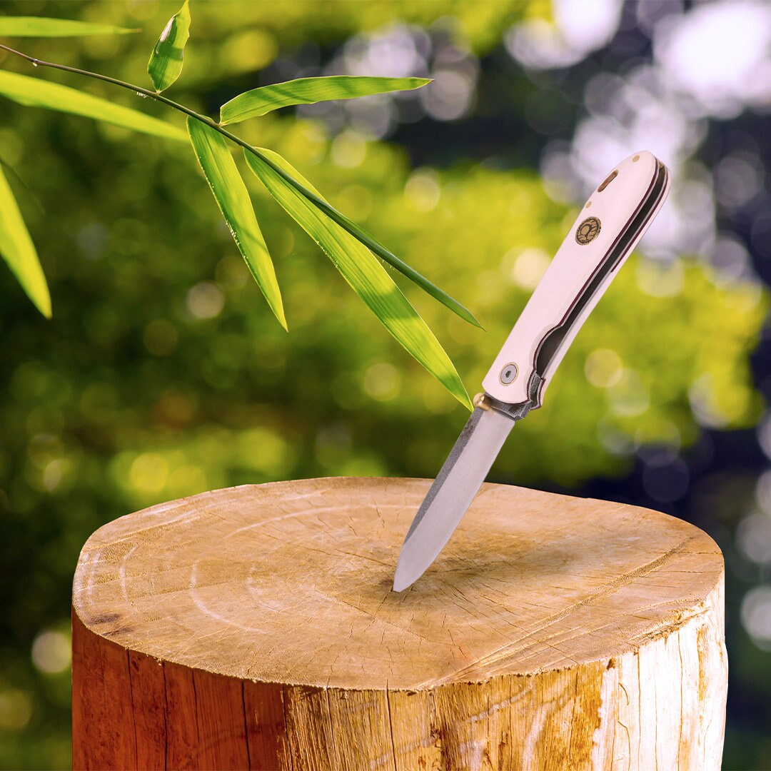 Folding Camp Knife With Liner Lock Antibacterial White Etsy