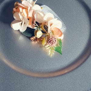Floral haircomb peach flower comb for bridesmaids flowergirl hair accessory party hair adornment