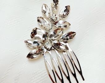Pettine per capelli da sposa in cristallo: copricapo da sposa in argento