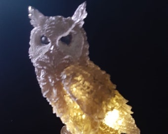 owl statue with LED lighting
