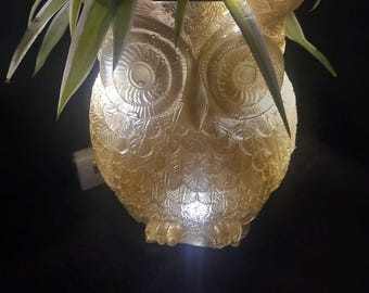 starwolf, flower pot owl, with LED lighting, brown