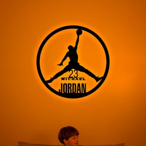 Michael Jordan Jumpman Led Wall Art-MJ 1 light Up Sign-Jump Man Logo Art-Jordan 1 Wall Design-Jordan Lovers Gift-Game Room Decor-Xmas Gifts
