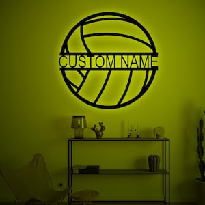 Personalized Volleyball Name Sign-Bedroom Volleyball Wall Decor-Custom Volleyball RGB Led Wall Sign-Volleyball Sports Name Sign-Xmas Gifts