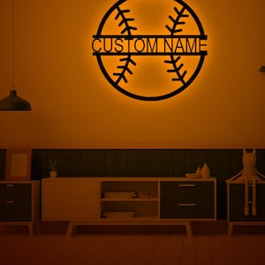 Custom Name Baseball Led Wall Sign-Personalized Baseball Name Player Gift-Custom Kids Name Room Art Gift-Game Room Decor-Birthday Xmas Gifts